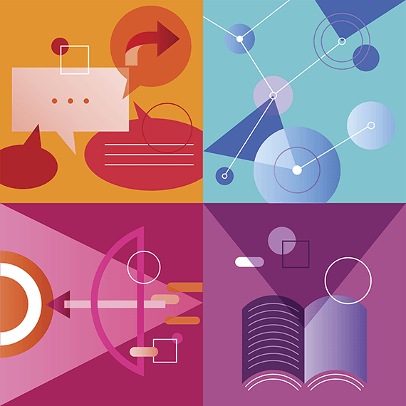 Fun colorful icon illustrations collage